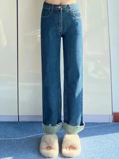 一裤两穿60这条卷边直筒裤也太显瘦遮肉了