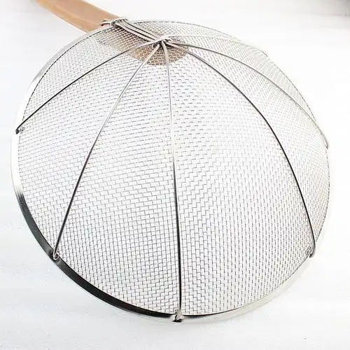 加厚大漏勺竹子柄笊篱 食堂饭店油漏勺过滤网勺 加长26-32cm木柄粗网