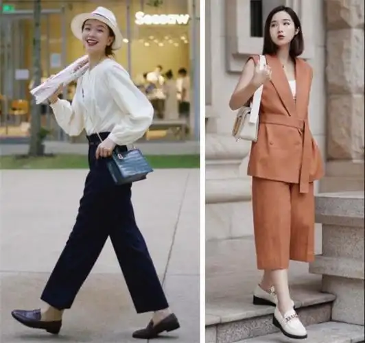 春天穿阔腿裤,搭什么鞋子才好看又时髦?一是平头鞋,二是厚底鞋