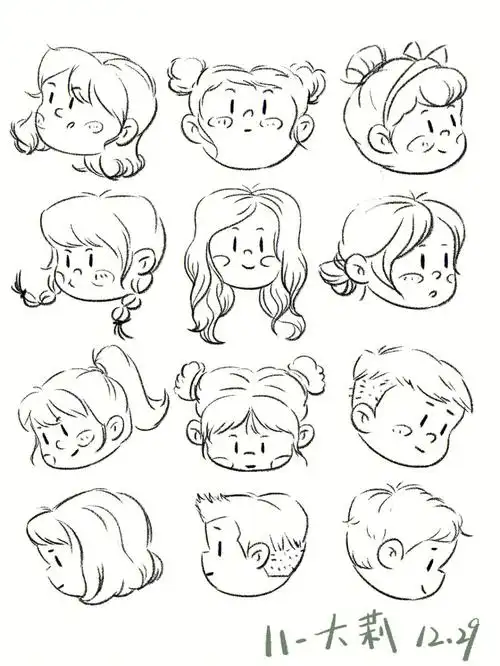 7215注意以下几点  画头发真的超级简单11566把头发分组拆开