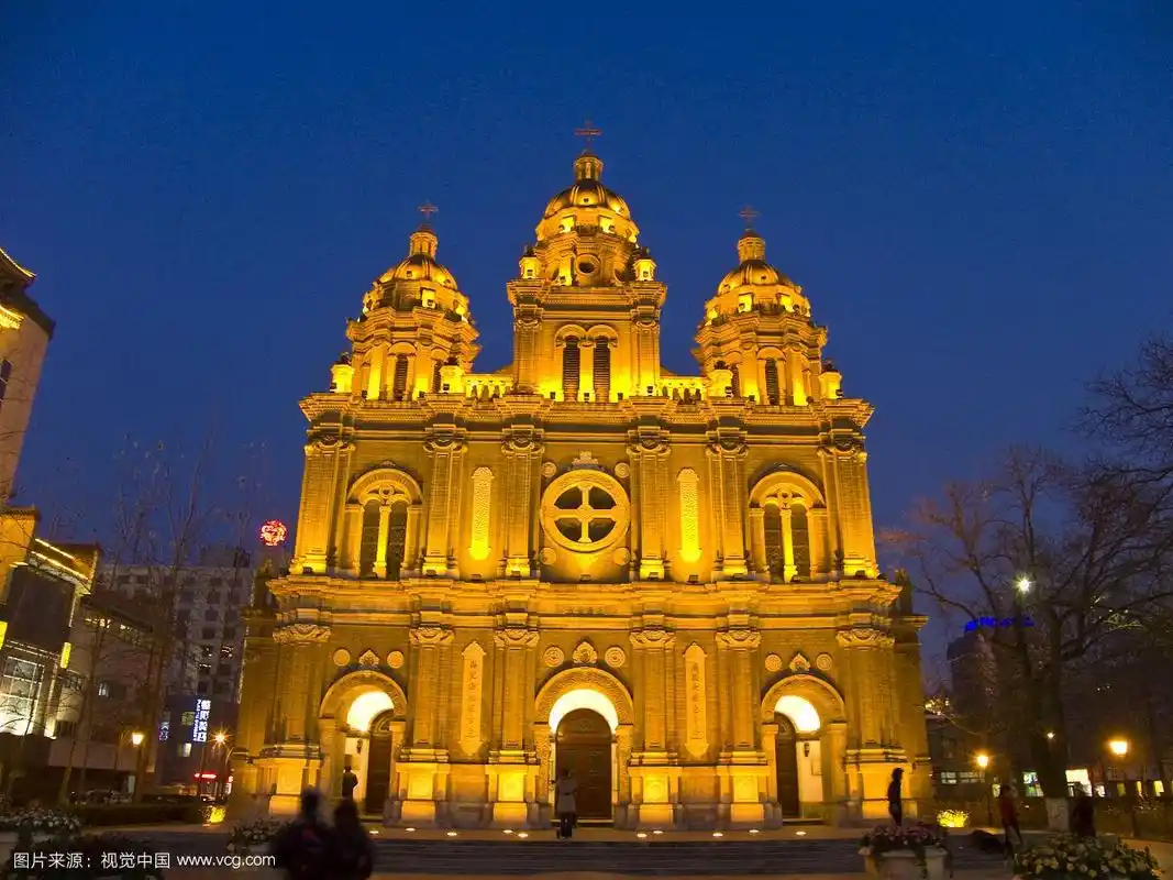 北京王府井教堂夜景