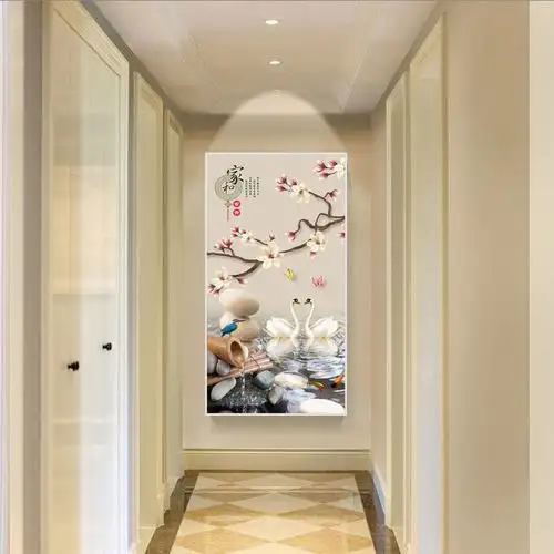简约现代客厅玄关装饰画过道走廊尽头壁画挂画福字画家和招财风水