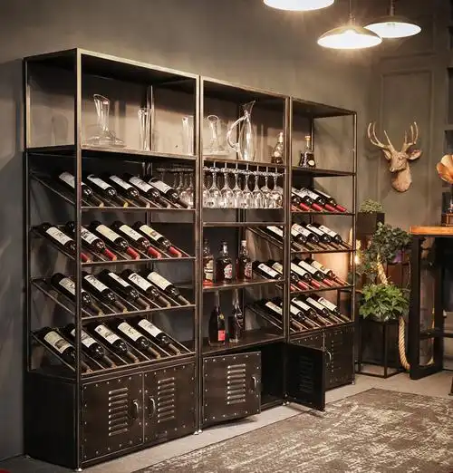 欧式铁艺酒架酒吧落地酒柜葡萄酒柜红酒柜收纳展示架置物架酒杯架