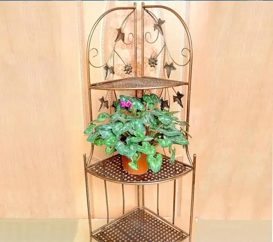 福达铁艺铁艺花架欧式室内三脚落地三层花盆架子墙角花架