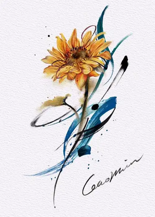 向日葵纹身纹身设计