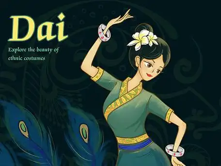 原创插画|少数民族传统服饰-傣族