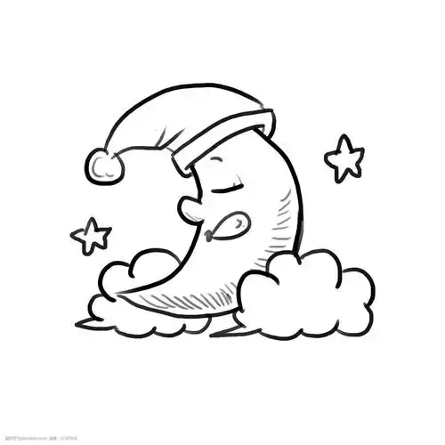 儿童节简笔速写手绘涂鸦月亮