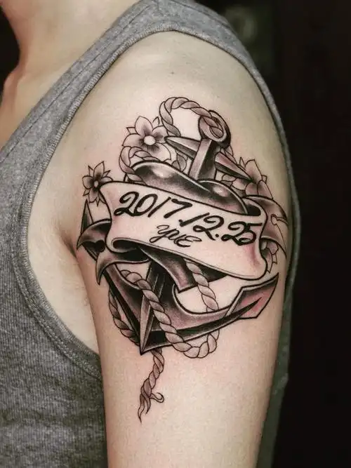 船锚_纹身图案手稿图片_刘刘的纹身作品集