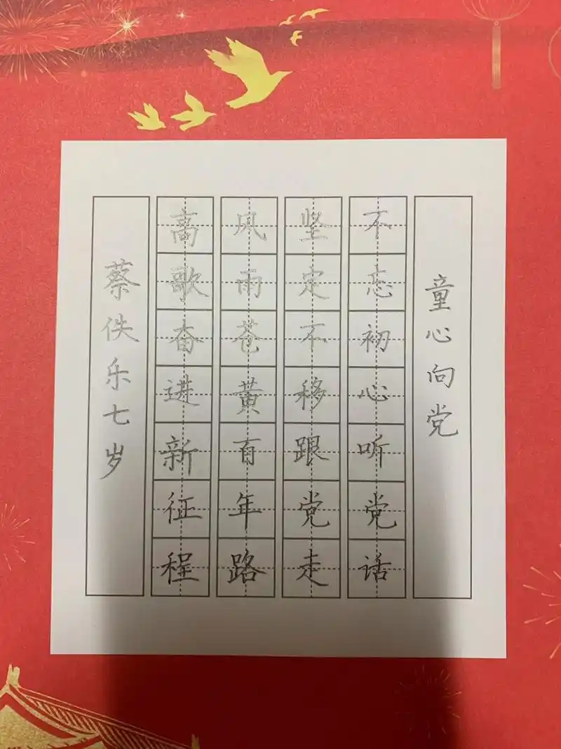 童心向党 一年级硬笔书法比赛