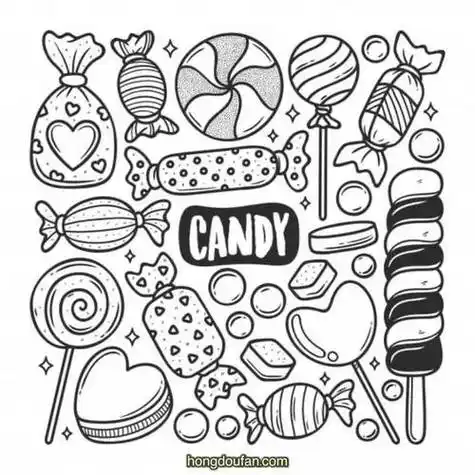 糖果简笔画黑白