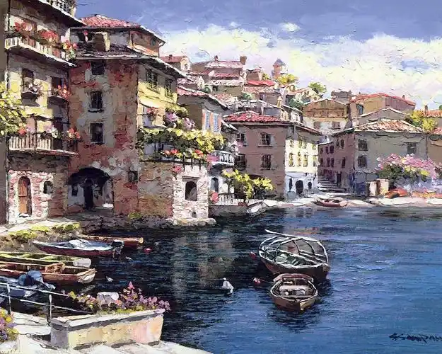浓郁的欧洲小镇风情:sung sam park油画壁纸