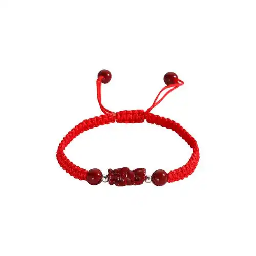 手链女貔貅手工编织财运红绳天然原矿朱砂本命年红色金刚结手绳男