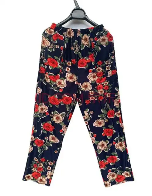 裤子女中老年人弹力冰丝裤妈妈宽松大码休闲裤老太太花裤子【好质量】