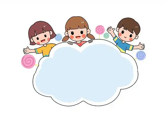 蓝色卡通边框小孩儿童棒棒糖云彩png素材元素