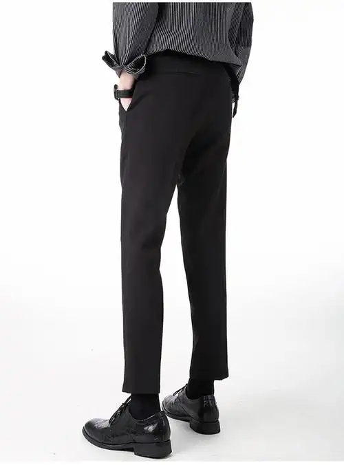 西装裤男士冬装百搭显高显瘦帅气男生冬款黑色痕线九分34155斤左右