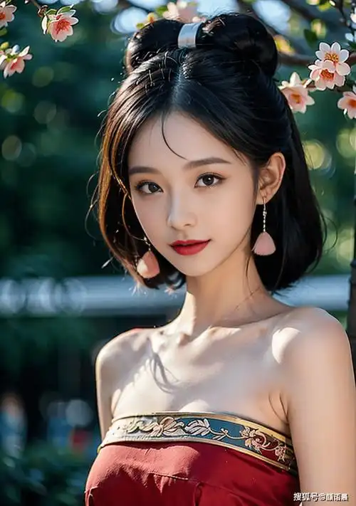 高清美女壁纸,红唇大眼眼的红色古风宋代改版汉服小姐姐_发型_服装