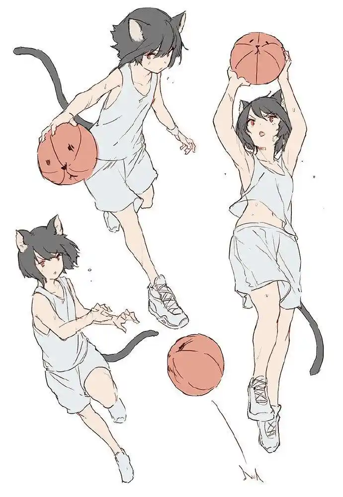 日系动漫人物插画角色设计,运动系少女