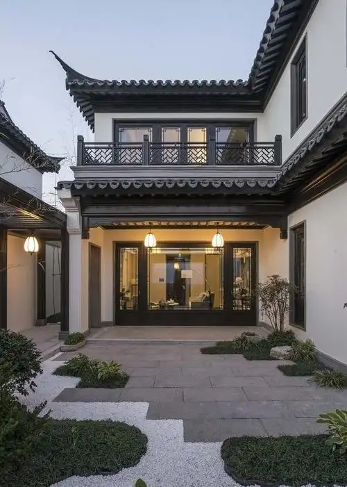 新中式别墅庭院实景范例,青瓦白墙,诠释稳重与大气-西江月景观