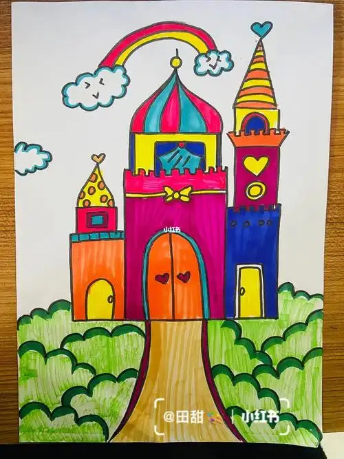 城堡儿童绘画