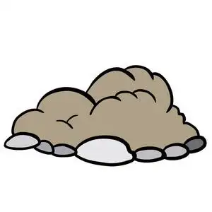 一堆泥土的手绘卡通插图泥土漫画中的黑白铲子彩色粉笔蛇艺术照片抽象