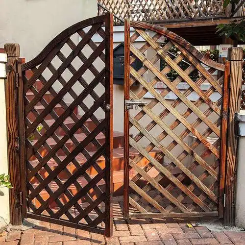 花园庭院院门户外防腐木木木门碳化木实木拱门大型篱笆