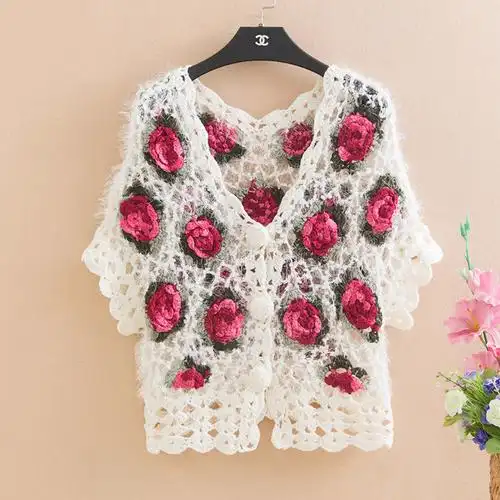 2019秋装新款韩版镂空钩花拼接网纱灯笼袖蕾丝衫高腰短款上衣女潮