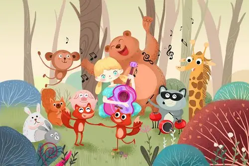 儿童插画:一起开场音乐会吧