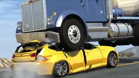 车祸模拟器:货车从跑车车顶飞过,结果飞的太低了!