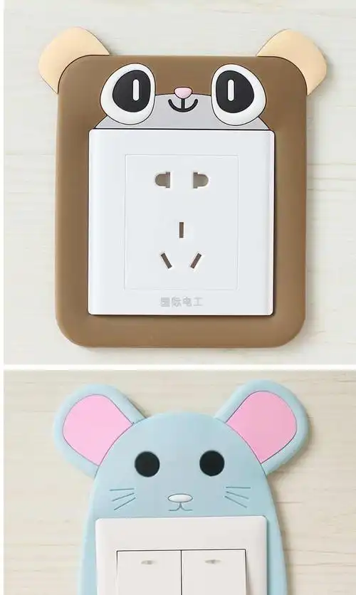 开关贴墙贴套韩简约卡通保护套创意客厅卧室免粘插座开关装饰套大眼鸡