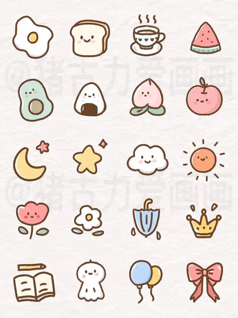 新手友好 可可爱爱的简笔画贴纸.有手就会画 一组小可爱简笔画 - 抖音