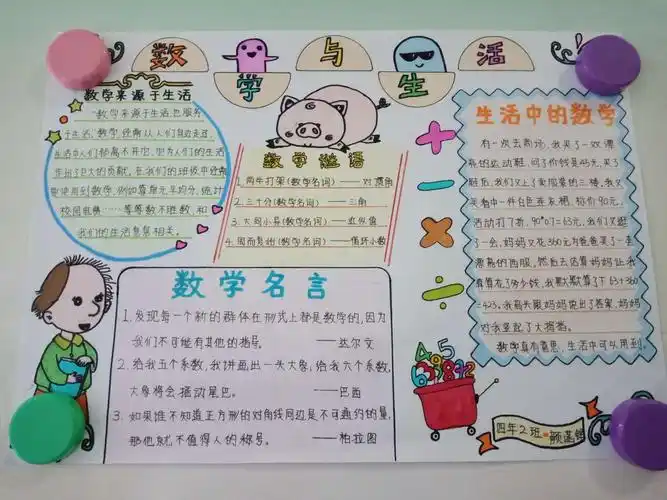 "数学天地"手抄报,四年级寒假数学实践活动