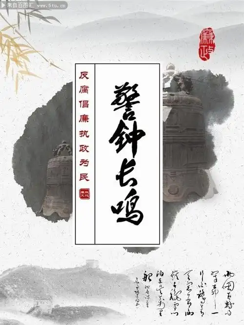 中国风警钟长鸣宣传海报