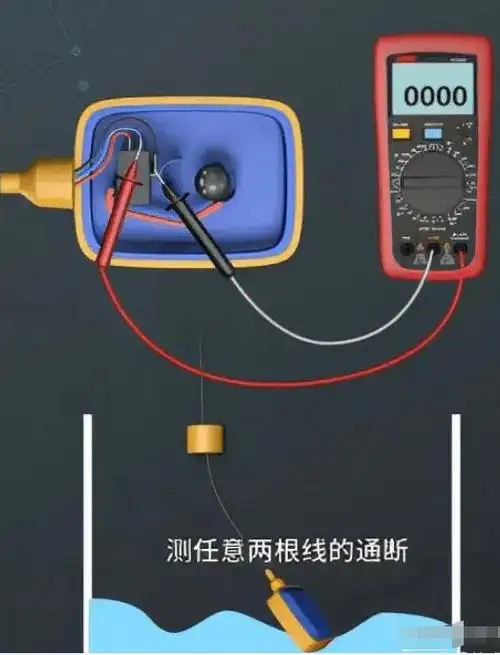 浮球开关控制水泵供排水的接线_根线_万用表_蓝色