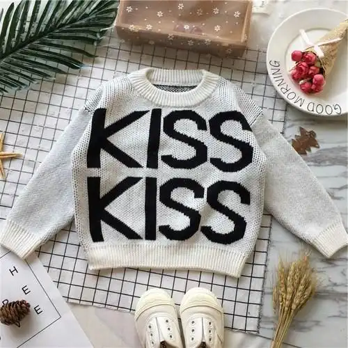 天使家 秋冬装新款男女宝宝中小童装字母针织毛衣亲子母女款毛衣_7折