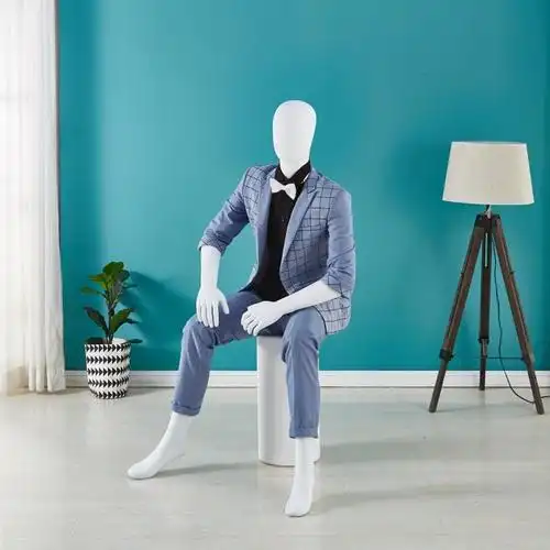 哑白男模特道具全身服装店橱窗假人台衣服展示站坐男模特架