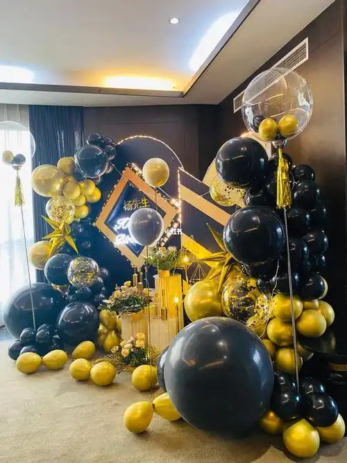 成都男士生日气球布置 | 黑金包房生日布置