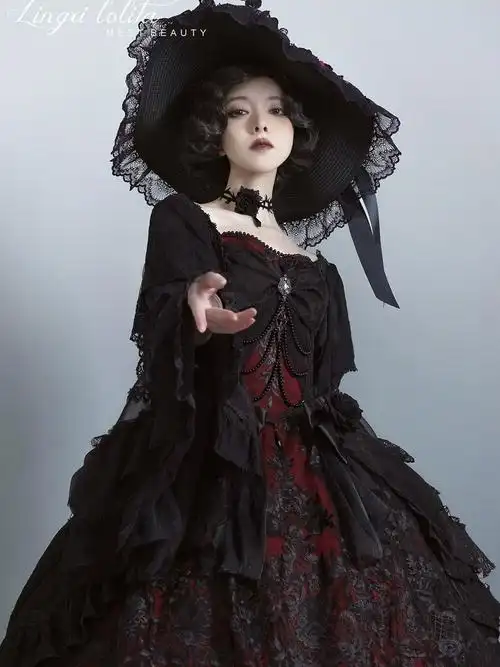 【lx】定金 梦魇莉莉丝 哥特暗黑重工刺绣红黑华丽 lolita裙