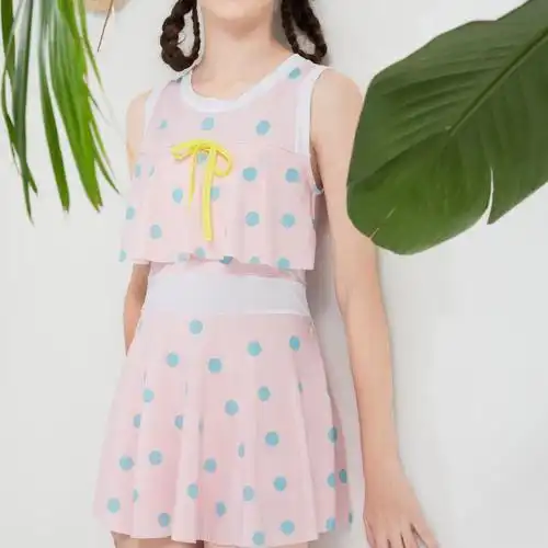 儿童泳衣新款韩版ins大童少女连体泳衣保守速干温泉海滩女童泳衣蓝色