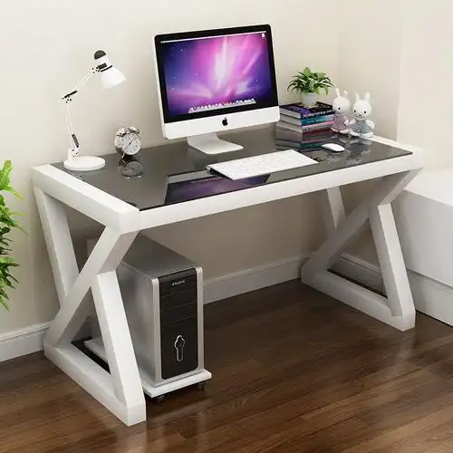 简易电脑桌简约现代台式经济型家用卧室1.2米钢化玻璃多功能书桌