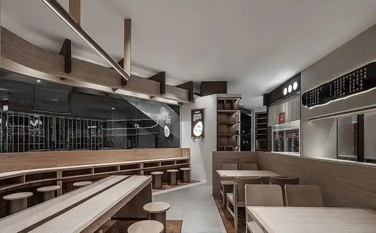 合肥面馆装修|自然舒适的面馆设计装修效果图案例-餐饮店装修-卓创