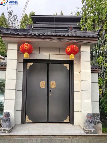 锌合金别墅大门纯铜对开门不锈钢双开四开子母门新中式徽派庭院门