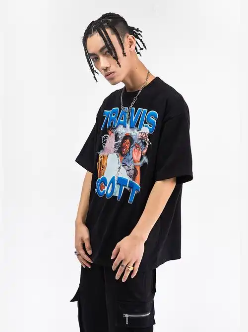 verbcrm新款travisscott人像短袖恤男潮牌个性t恤