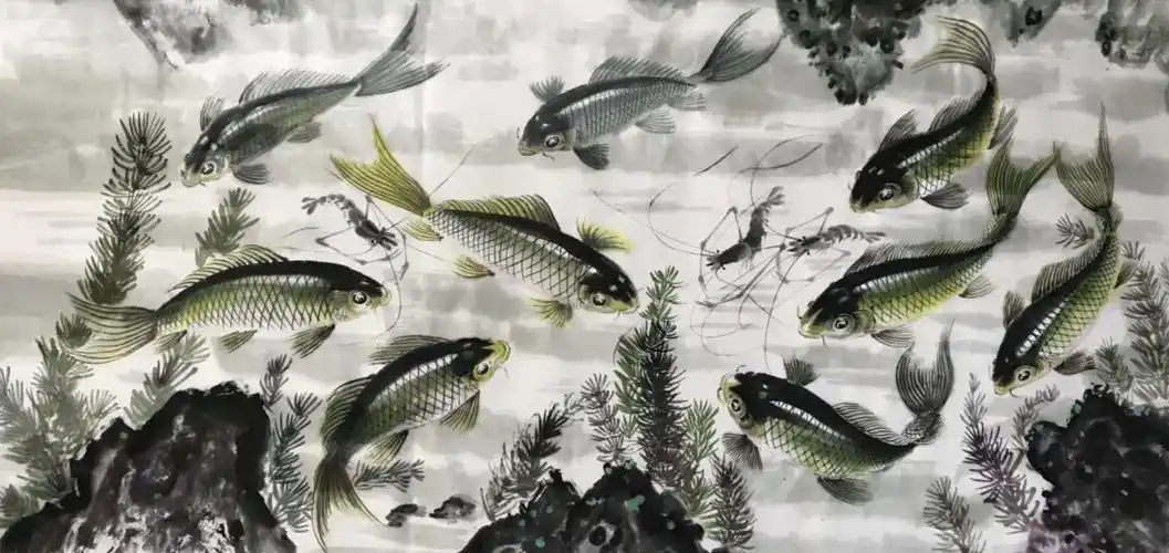 王兴君画家笔下的鱼,喜爱鱼画鱼近些年创作出近百幅各种鱼系列国画