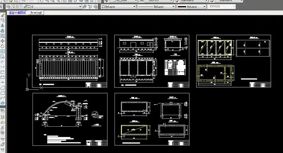 谁有连栋温室大棚的cad施工图,就是图片中的这种简单的大棚,急求 谢谢