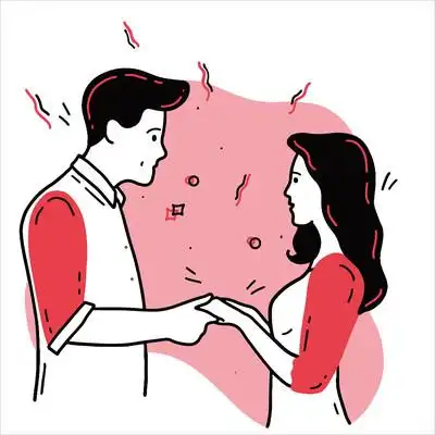 一对情侣含情脉脉的互相注视对方