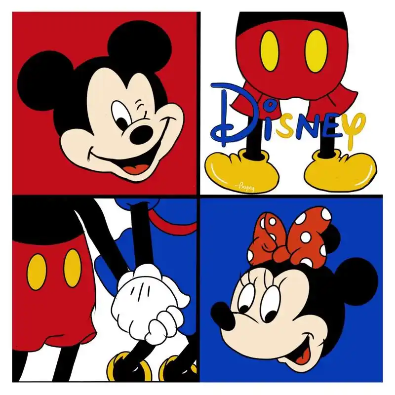 米奇米妮简笔画|迪士尼四宫格手绘(附线稿) 又是画四宫格的一天～米奇