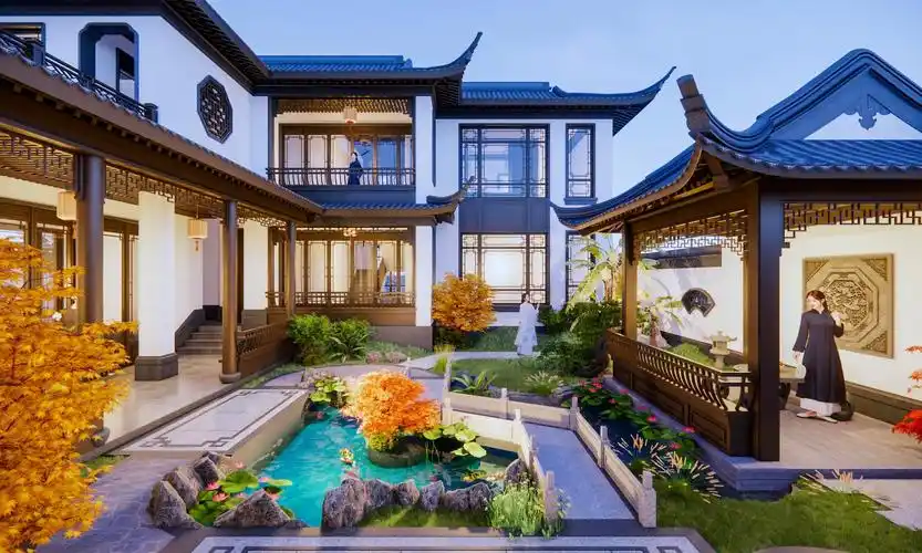 两进苏式合院别墅18×32,庭院深深,意境悠然——润润四合院设计