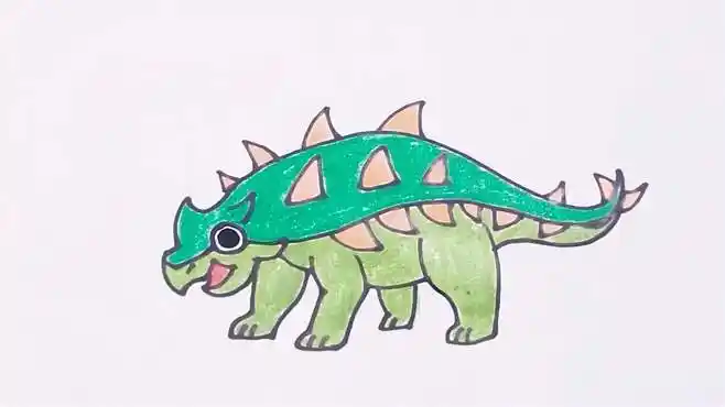 恐龙简笔画之甲龙,喜欢的宝宝们一起画起来吧