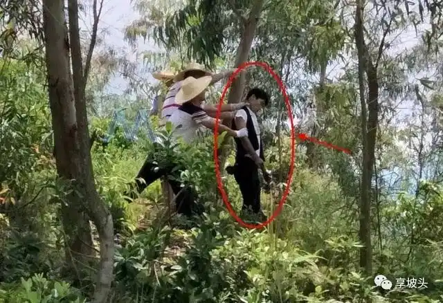 实拍一男子上吊自杀,既然还挂在树上!