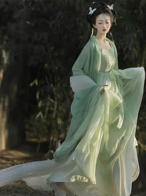 春秋成人清冷系汉服女2022新款简易中国风青色古装女齐胸襦裙全套